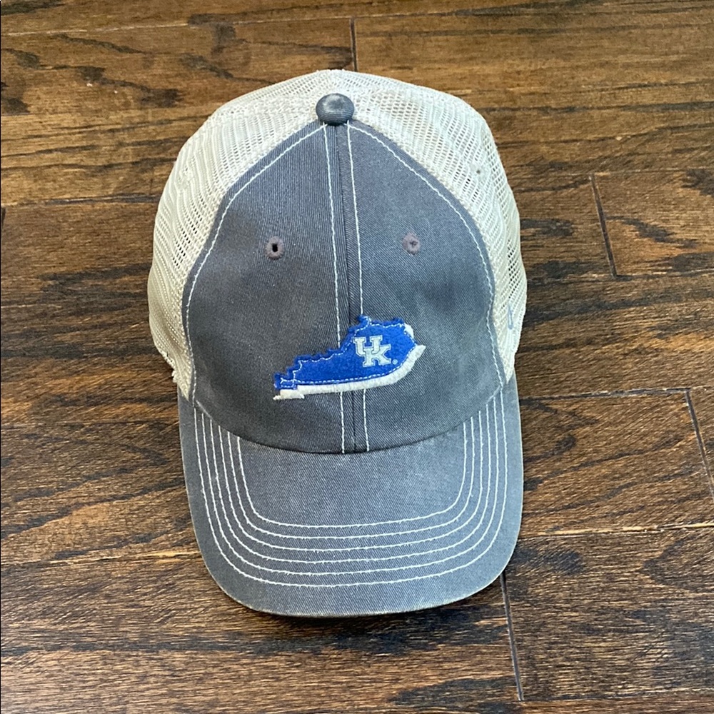 Gray and Tan Cap with Blue Logo